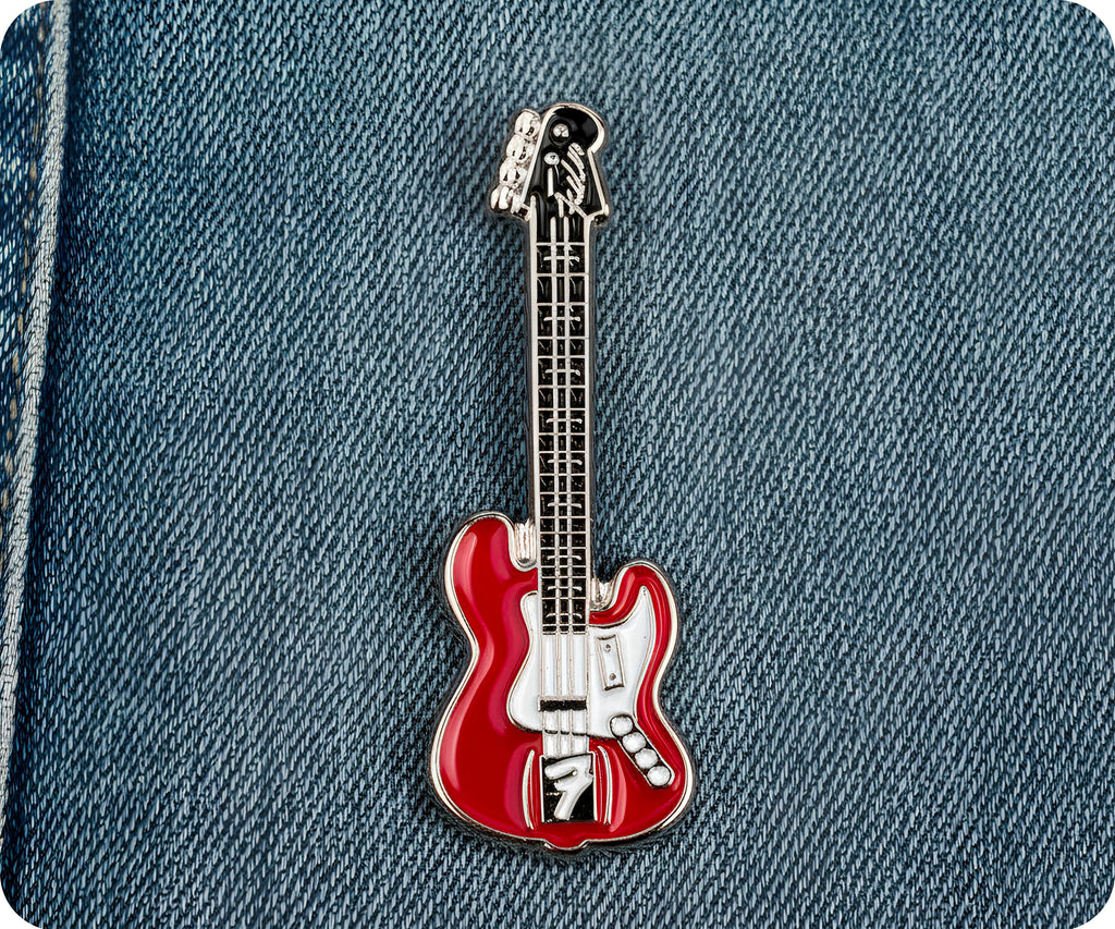 Red Electric Guitar Pin Badge