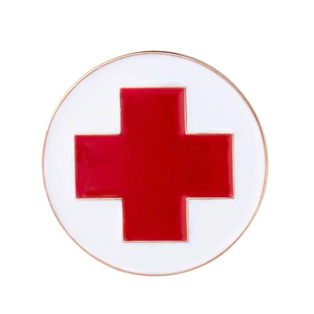 Red Cross Medical Nurse Round Pin Badge Main image