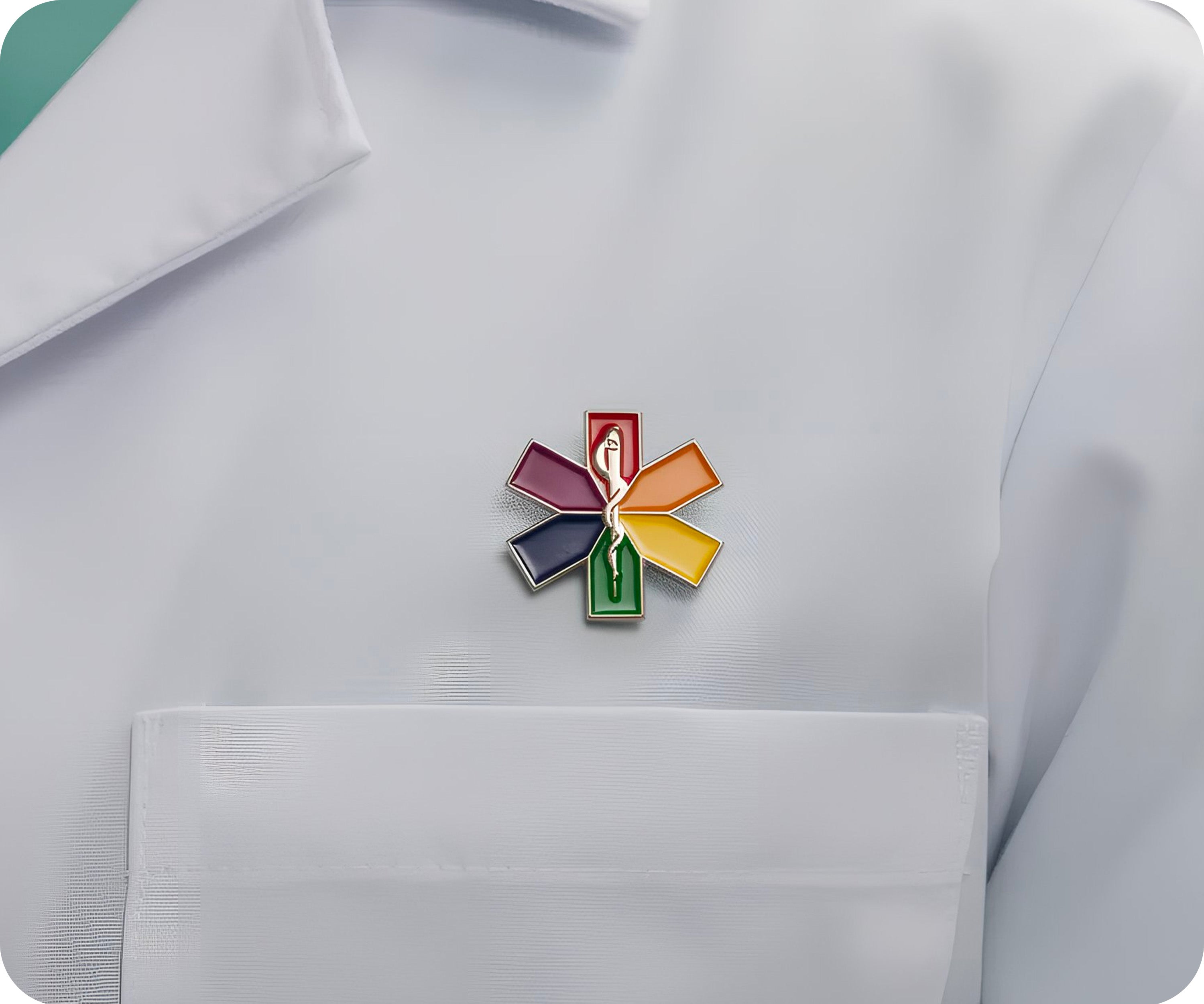 Rainbow Medical Ambulance Star Pin Badge Secondary image