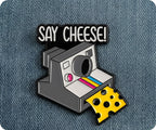 Say Cheese! Camera Vintage Funny Pin Badge