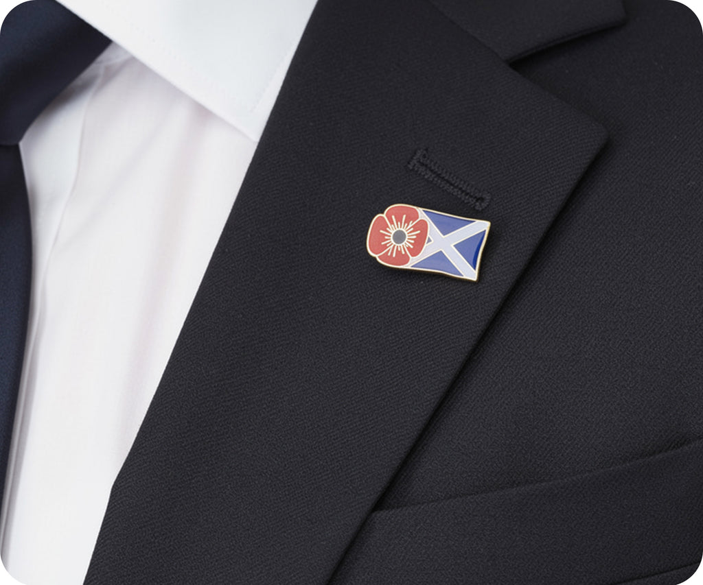 Poppy & Scottish Flag Pin Badge