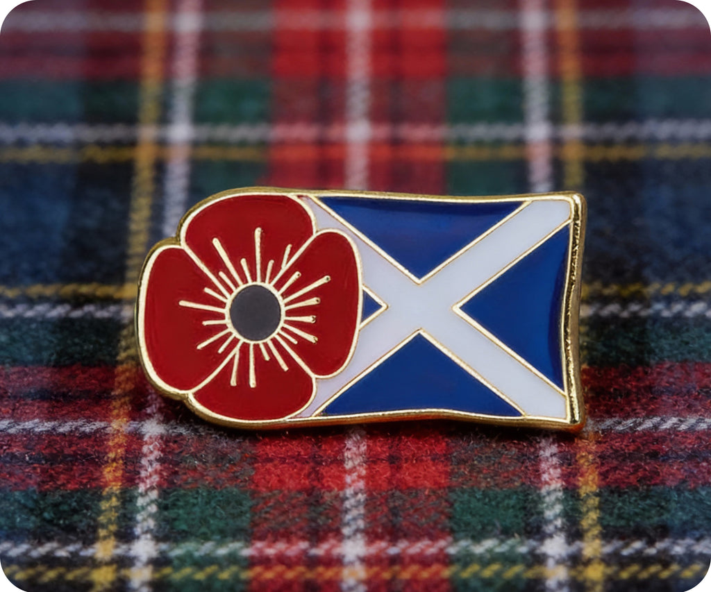 Poppy & Scottish Flag Pin Badge