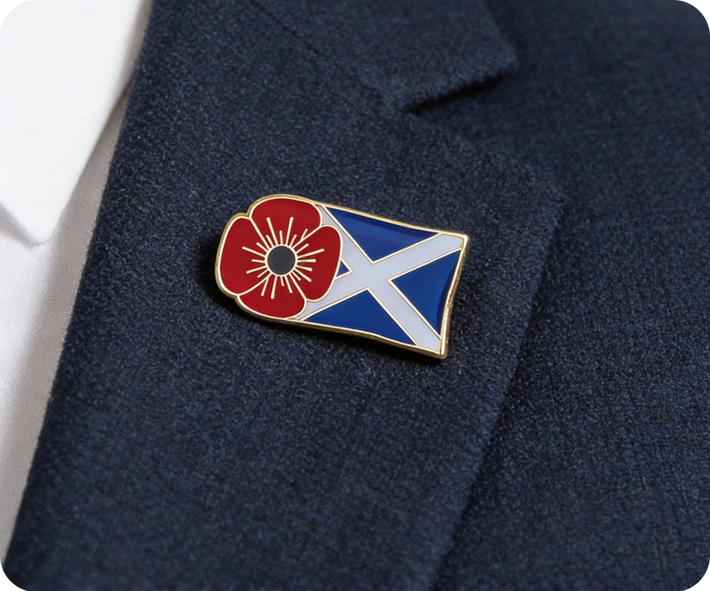 Poppy & Scottish Flag Pin Badge
