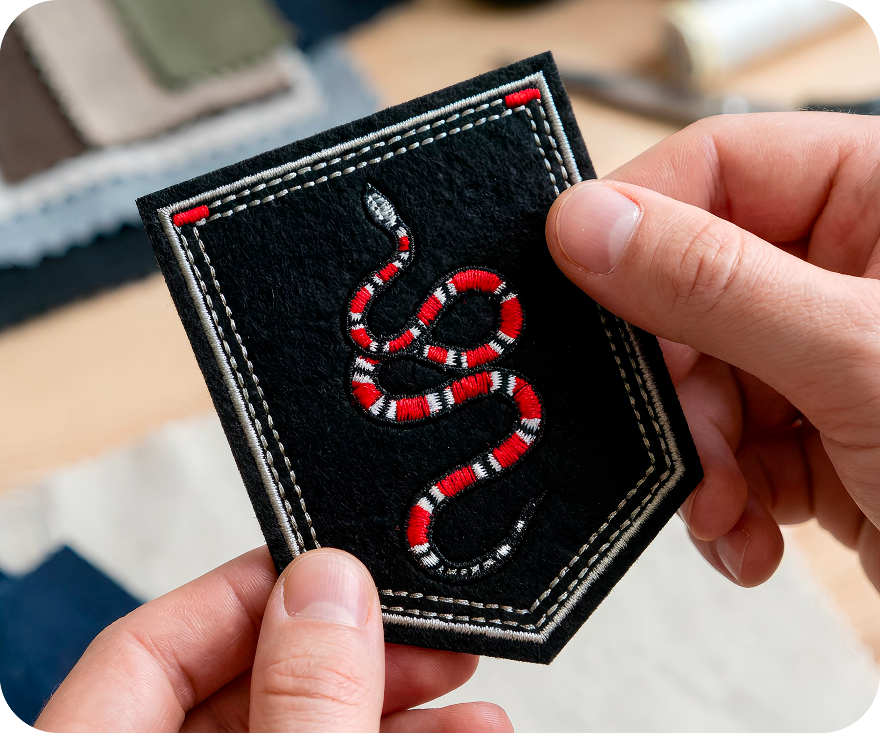 Coral Snake On Black Shield Iron On Patch (9 x 7.6cm)