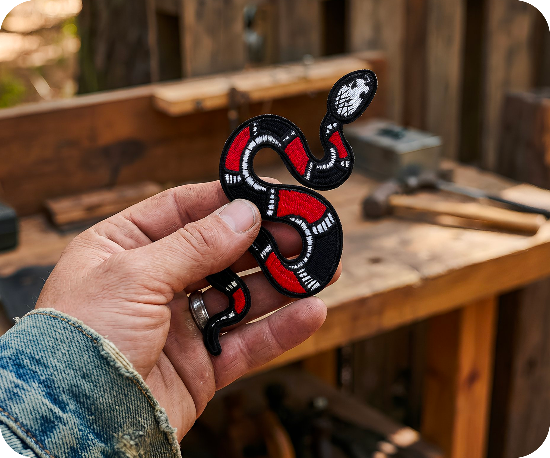 Slithering Coral Snake Iron On Patch (13 x 7cm)