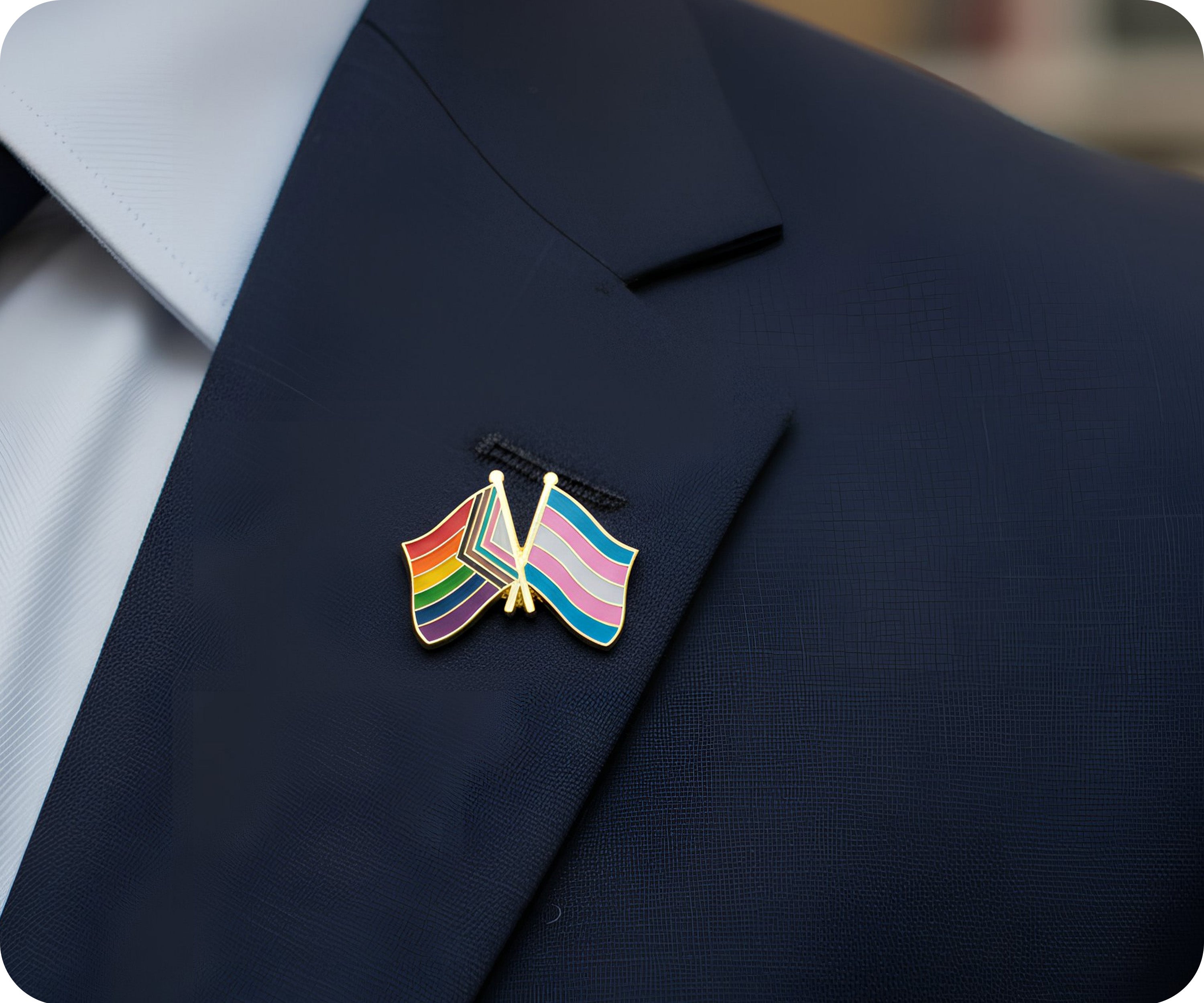 Progress Pride & Transgender Rainbow Friendship Pin Badge Secondary image