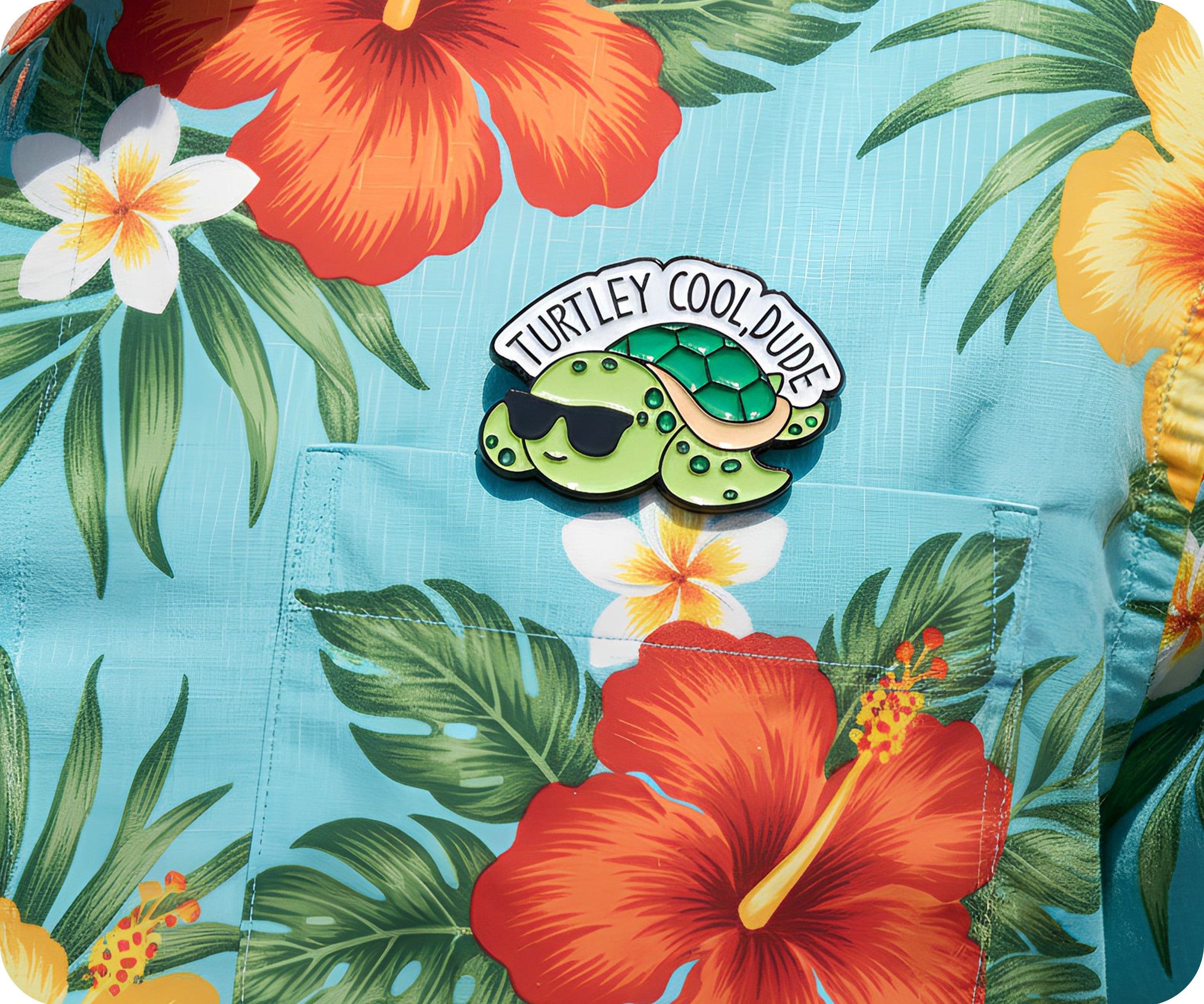 Turtley Cool Dude Turtle Pin Badge Secondary image