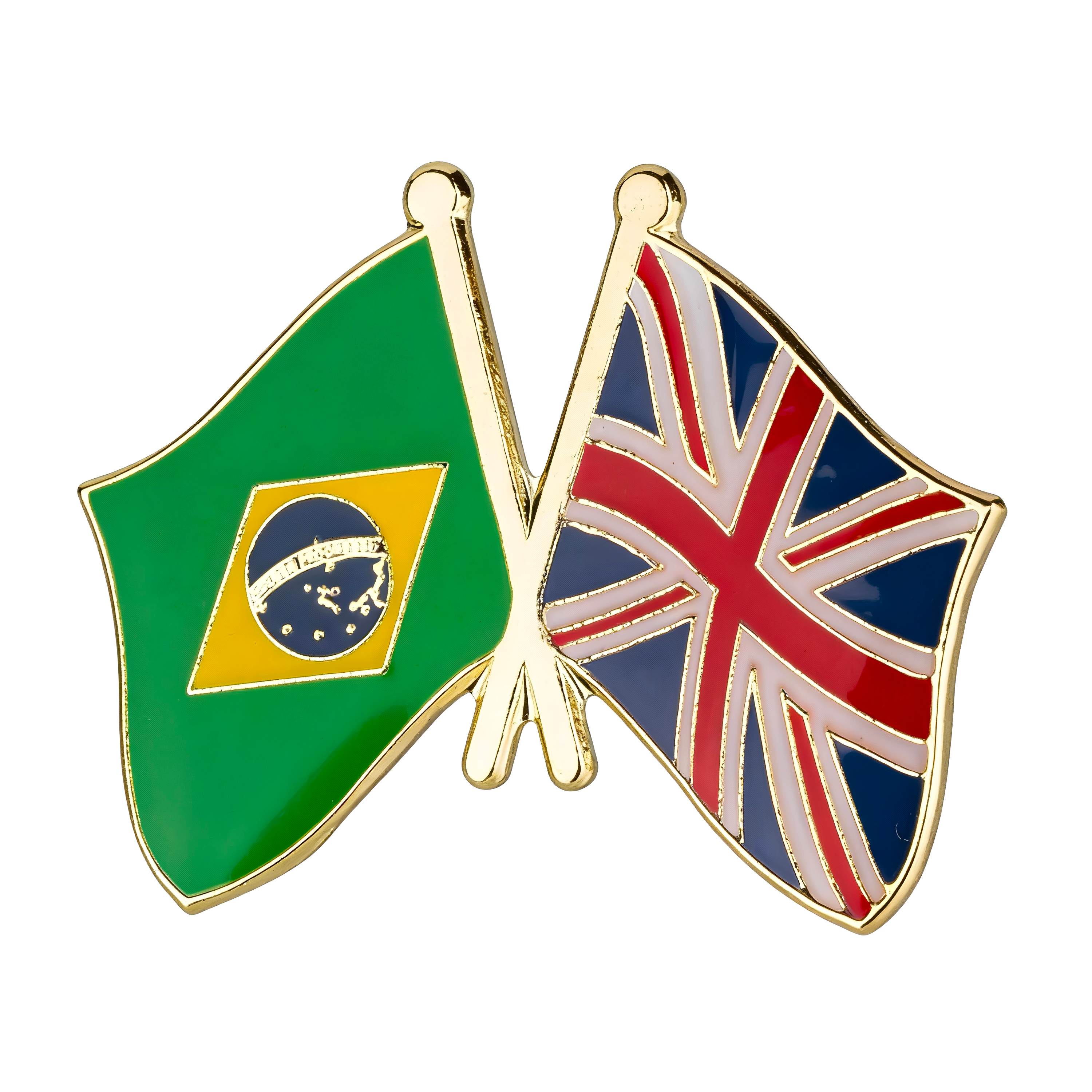 Brazil & United Kingdom (Union Jack) Friendship Pin Badge Main image