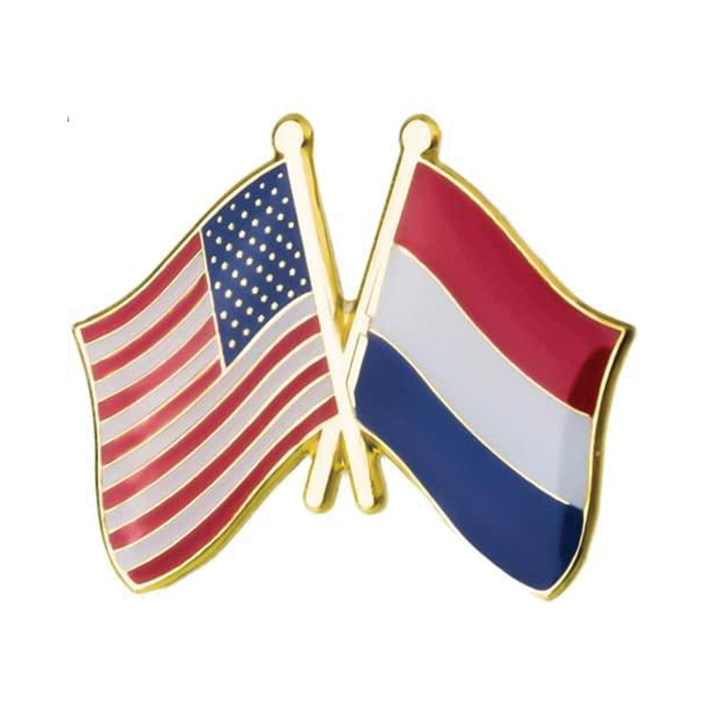 USA & Netherlands Friendship Pin Badge Main image