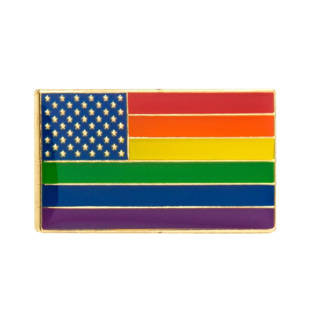 United States Rainbow USA Rectangle Flag Pin Badge Main image