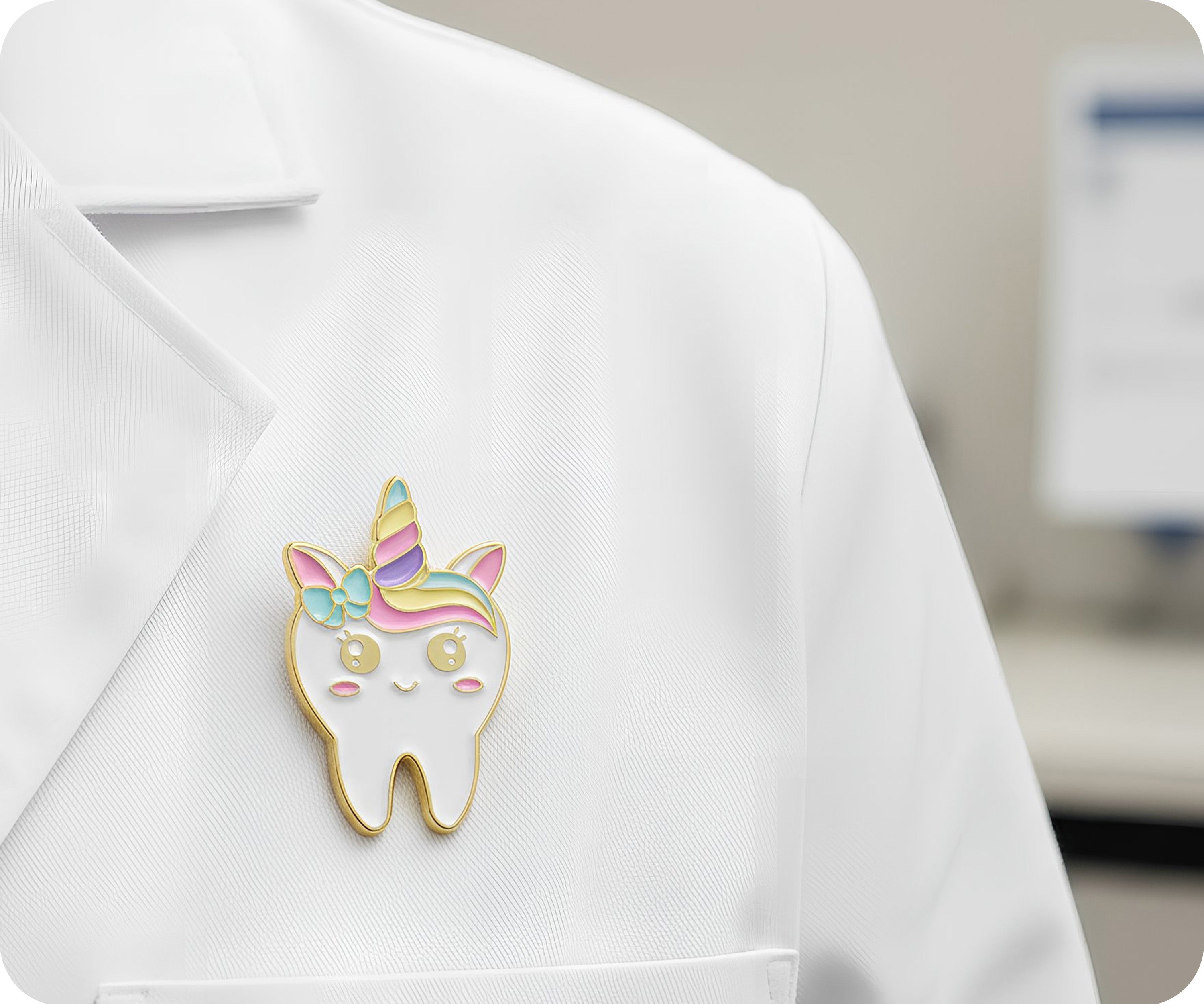 Unicorn Rainbow Teeth Dentist Tooth Pin Badge Secondary image