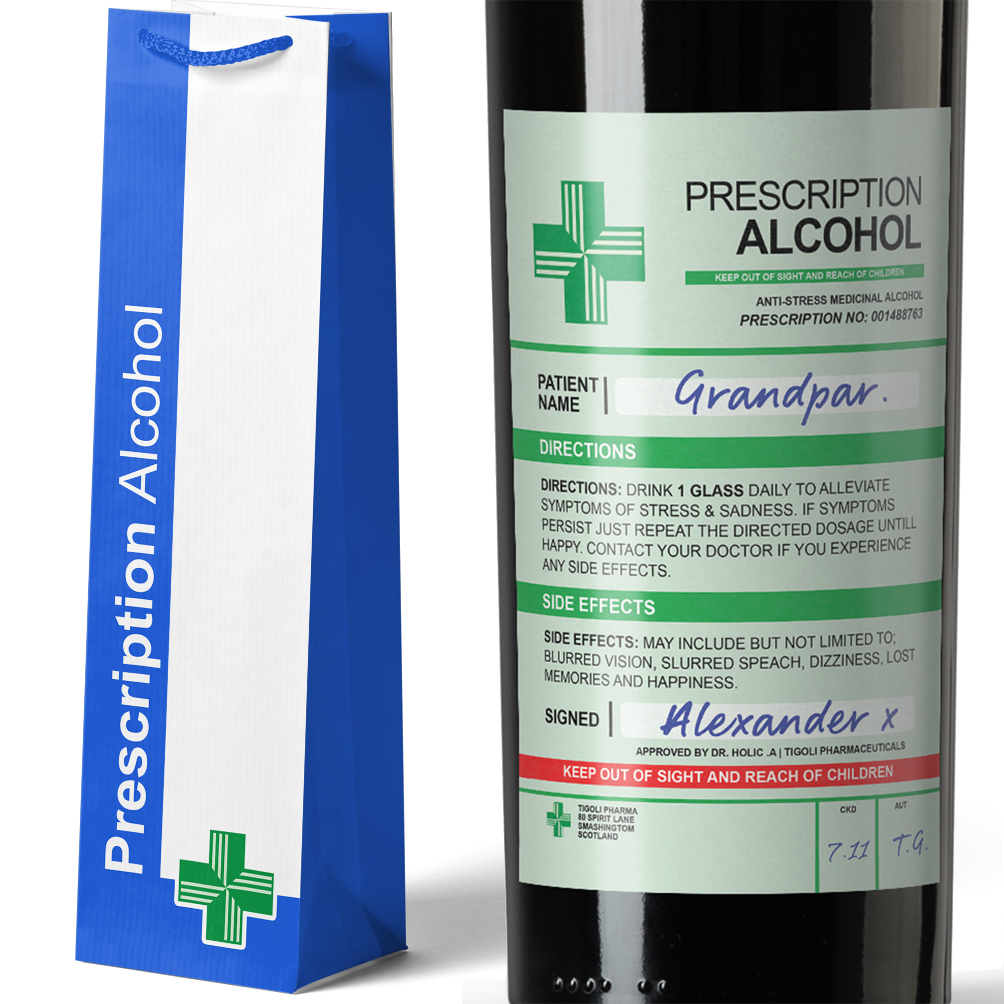 Prescription Alcohol Bottle Bag + Stickers Main image