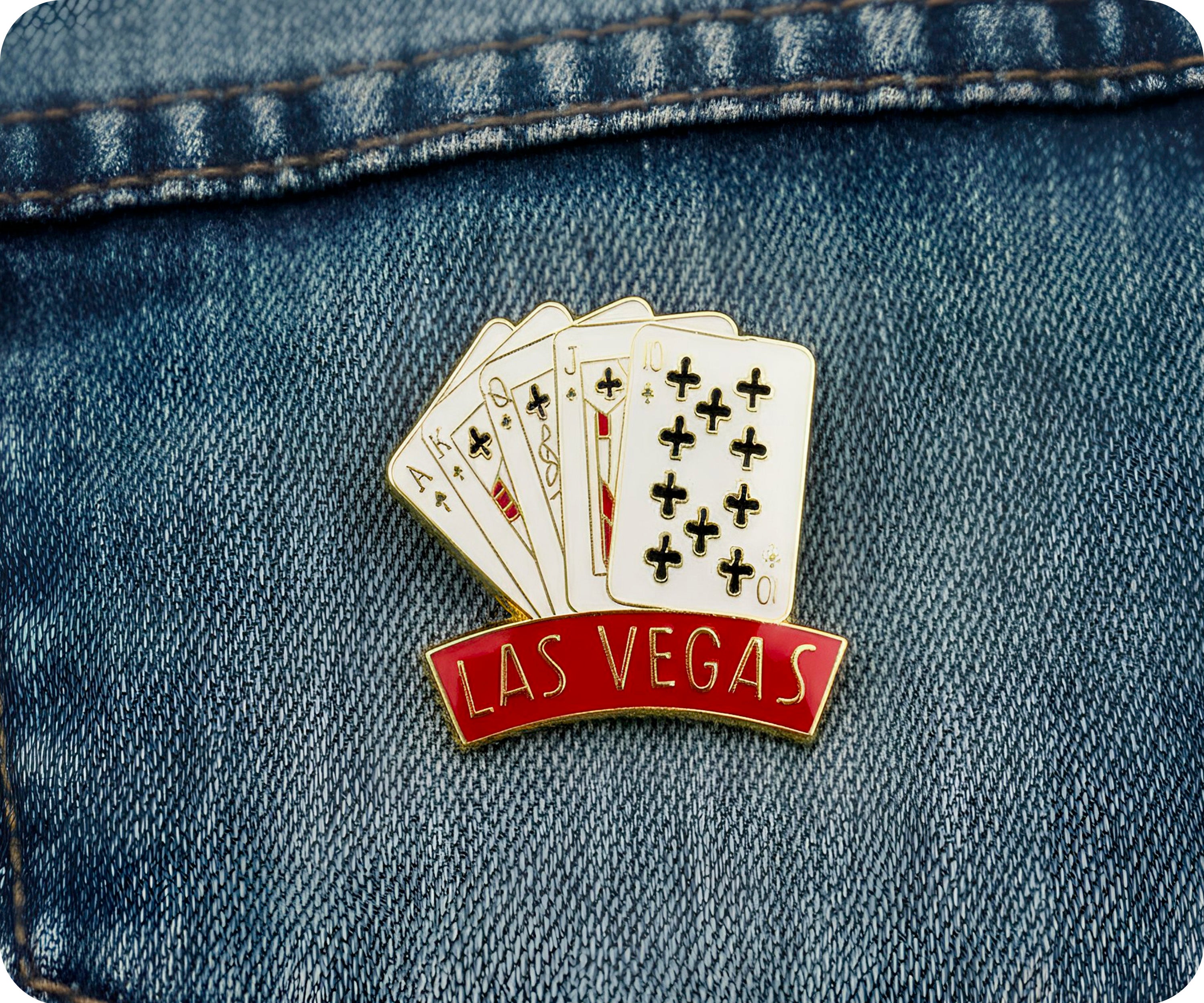 Las Vegas Royal Flush Pin Badge