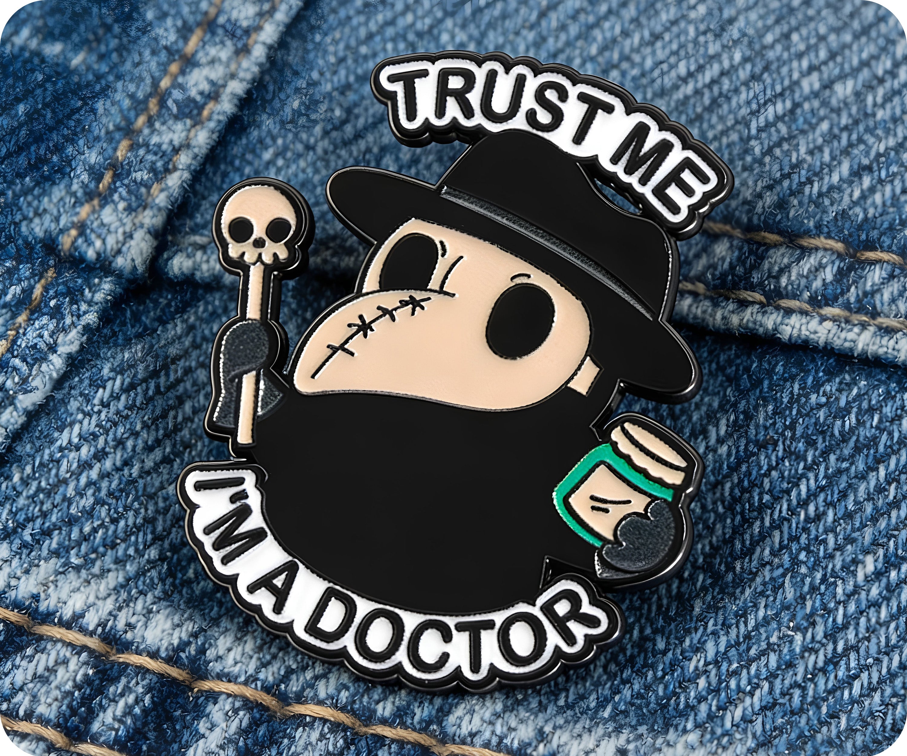 Trust Me I'm A plauge Doctor Pin Badge Secondary image