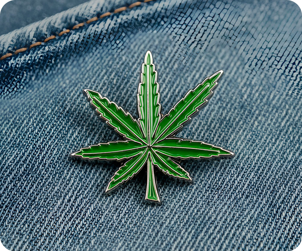 Green Leaf Weed Pin Badge