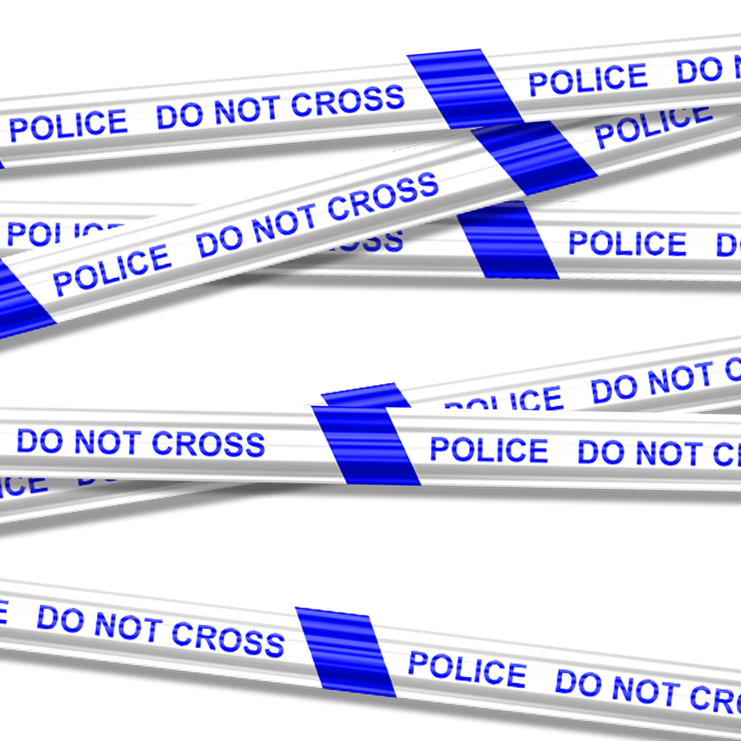 Barrier tape with 'POLICE LINE DO NOT CROSS' text in blue and white colors. Main image