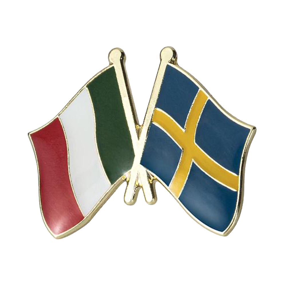 Italy & Sweden Friendship Pin Badge Main image