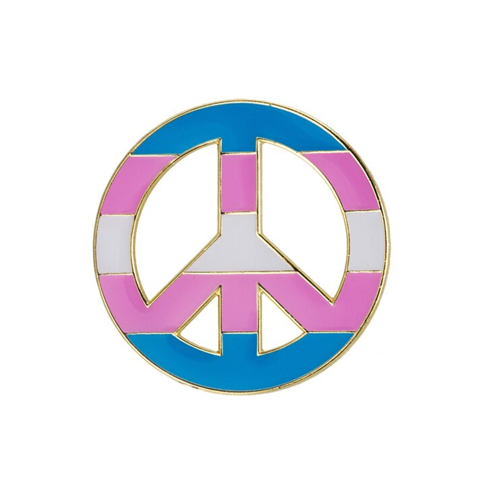 Transgender Peace Logo Flag Pin Badge Main image
